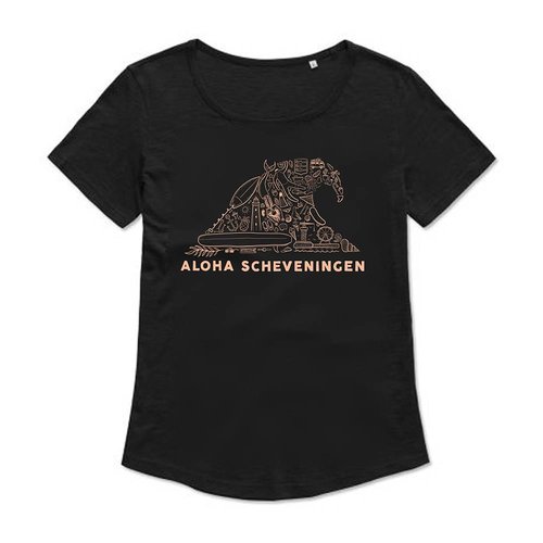 Aloha Surf Huismerk Aloha's Wave Black Flamingo Dames Tee Aloha Surf Huismerk Aloha's Wave Black Flamingo Dames Tee