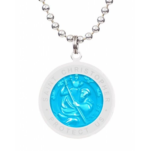 Saint Christopher Saint Christopher Wit/Aqua Ketting Saint Christopher Saint Christopher Wit/Aqua Ketting