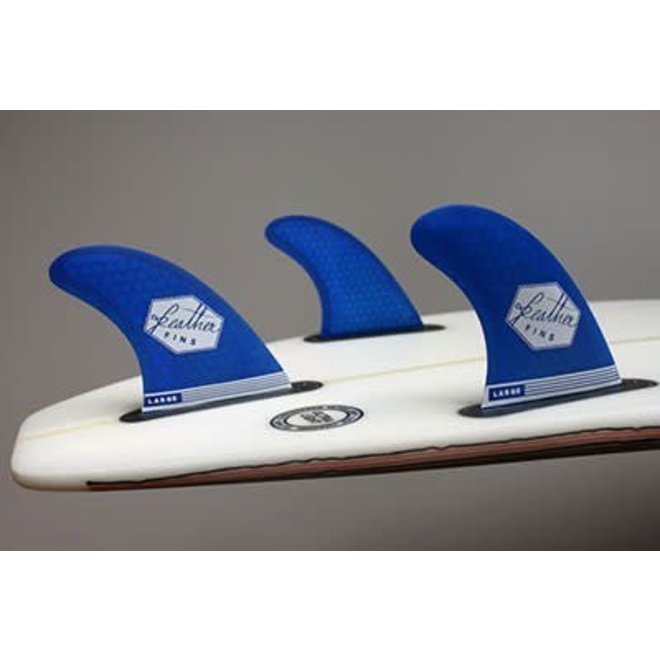 Feather Fins Single Tab Ultralight Thruster Fins Blue