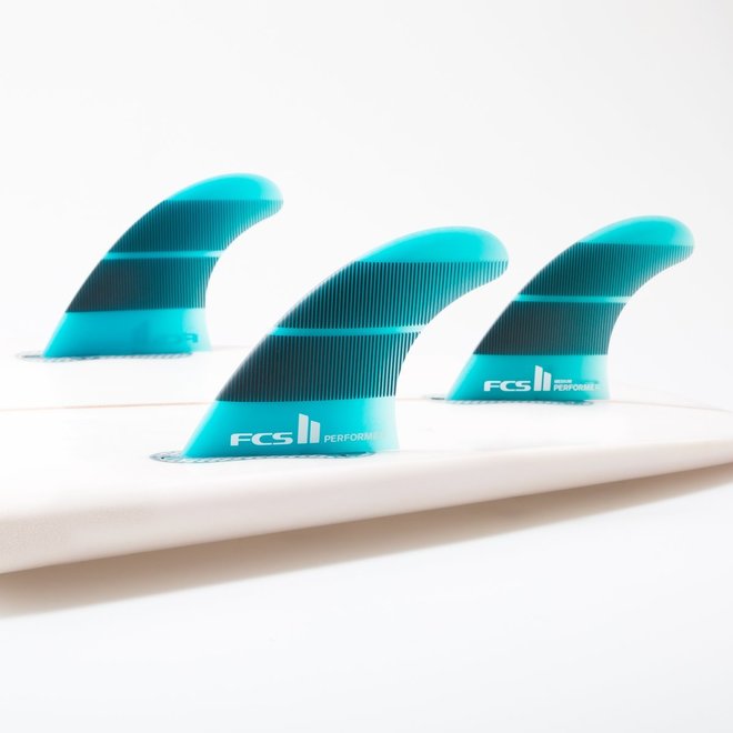 FCS II Performer Neo Glass Thruster Fins Teal Gradient