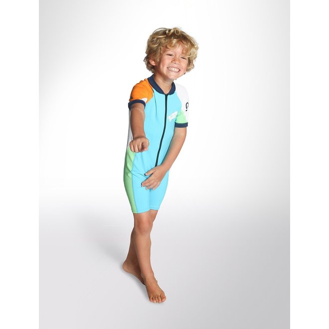 C-Skins Kids Lycra Shorty Turquoise/Orange/Green