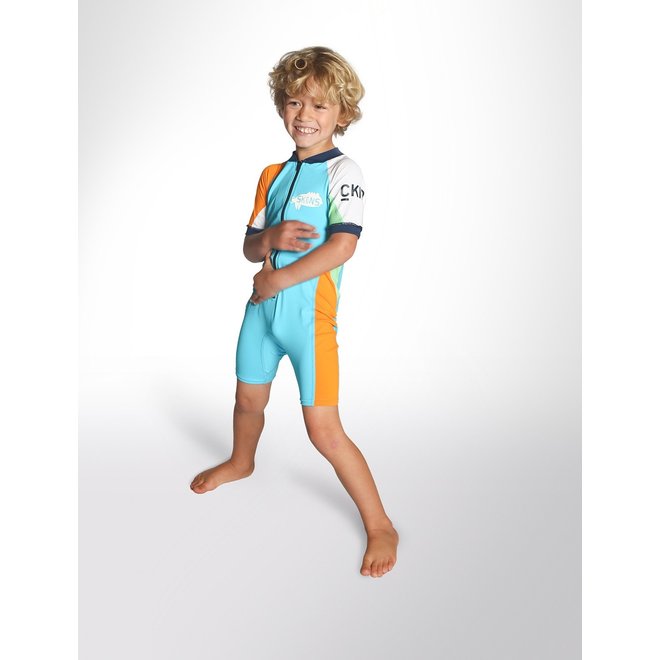 C-Skins Kids Lycra Shorty Turquoise/Orange/Green