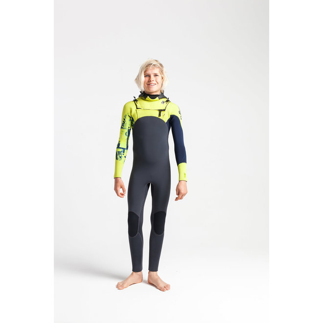 C-Skins Session 5/4 Kinder Wetsuit Hooded Anthracite/FlashGreen/C-ollageFlash