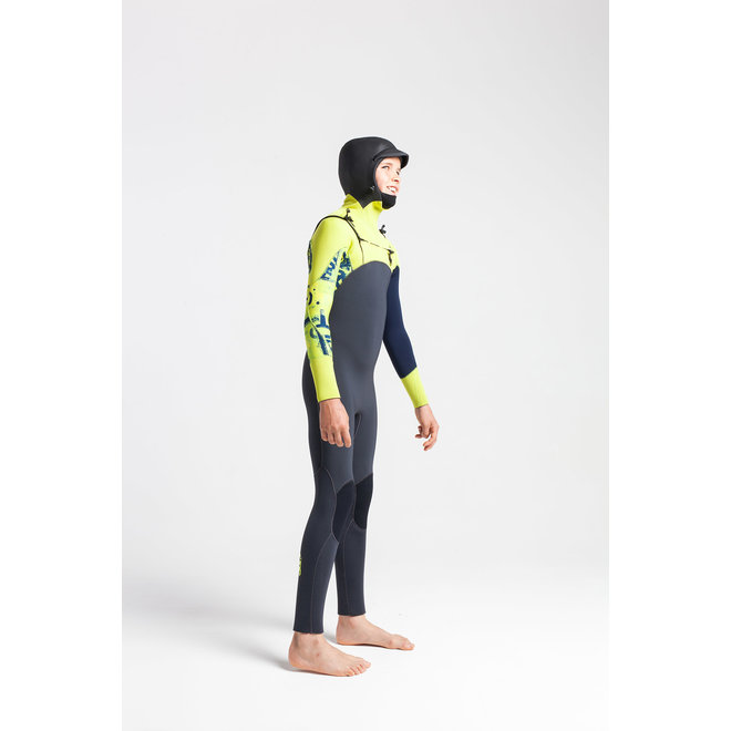 C-Skins Session 5/4 Kinder Wetsuit Hooded Anthracite/FlashGreen/C-ollageFlash