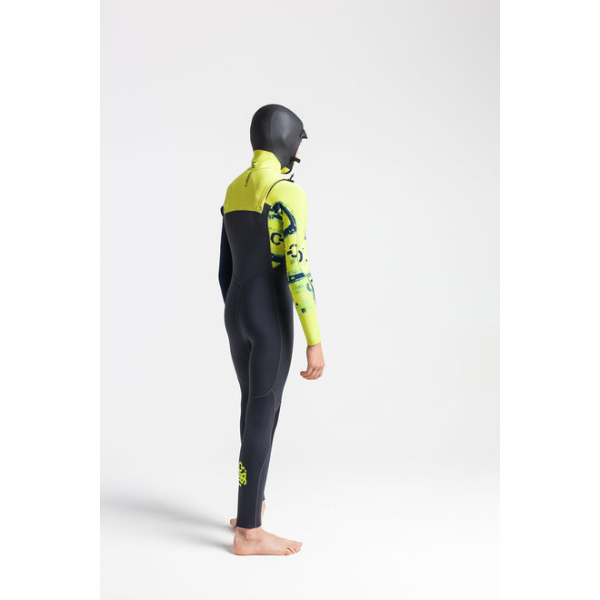 C-Skins Session 5/4 Kinder Wetsuit Hooded Anthracite/FlashGreen/C-ollageFlash