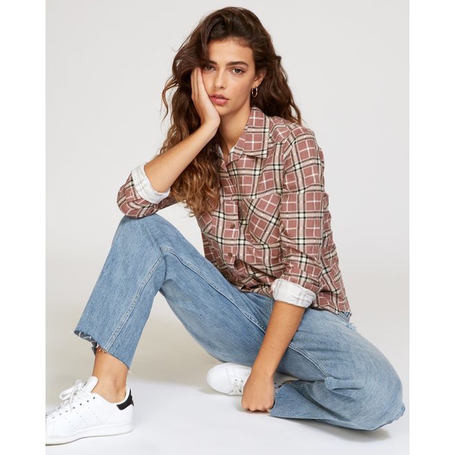 RVCA Dames Jordan Cord Plaid Shirt Nutmeg