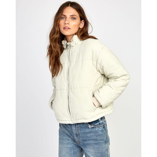 RVCA Dames Eezeh Cordury Puffer Cropped Jacket Oatmeal