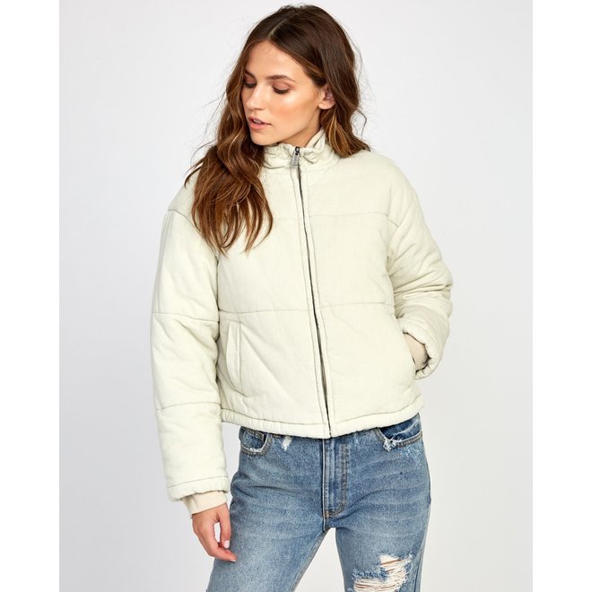 RVCA Dames Eezeh Cordury Puffer Cropped Jacket Oatmeal