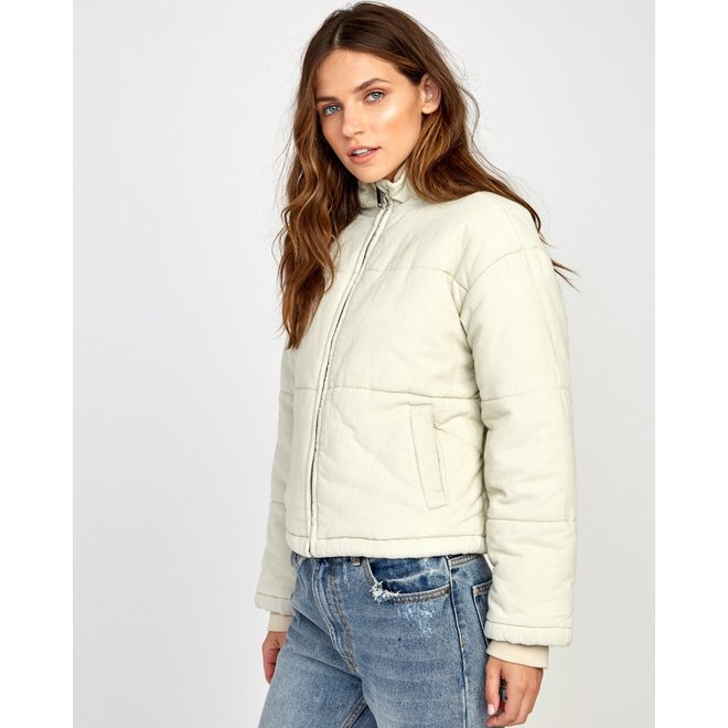 RVCA Dames Eezeh Cordury Puffer Cropped Jacket Oatmeal