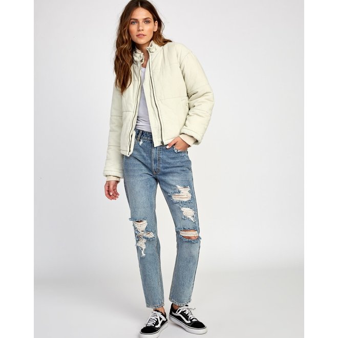 RVCA Dames Eezeh Cordury Puffer Cropped Jacket Oatmeal