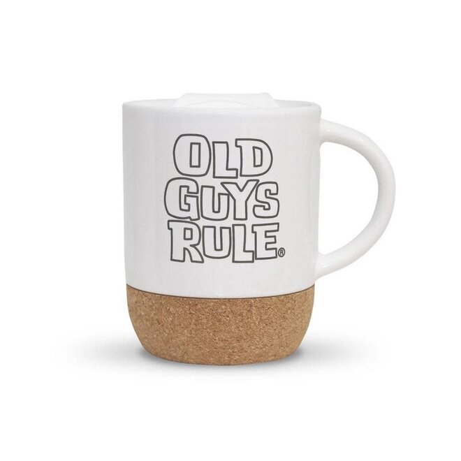 Old Guys Rule Stacked Logo Travel Mug White