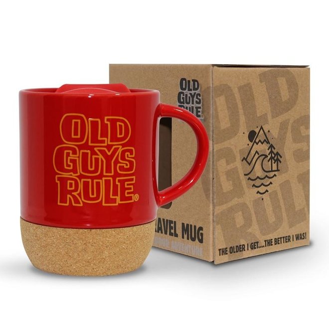 Old Guys Rule Stacked Logo Travel Mug Cardinal Red