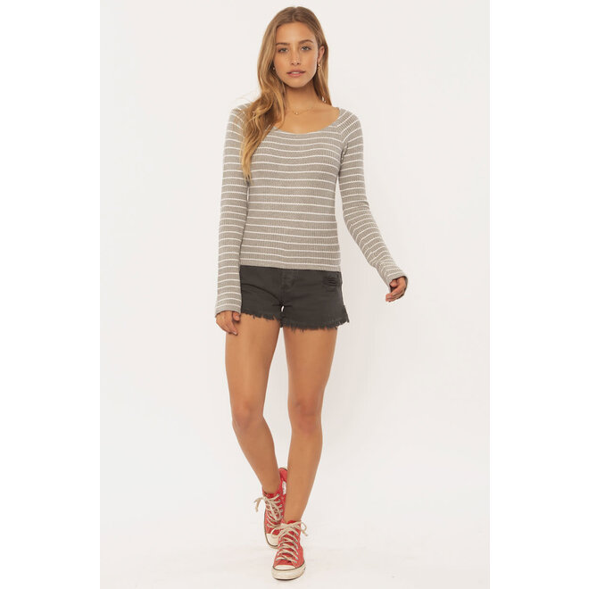 Sisstrevolution Dames Hazy Days LS Knit Top Grey Heather