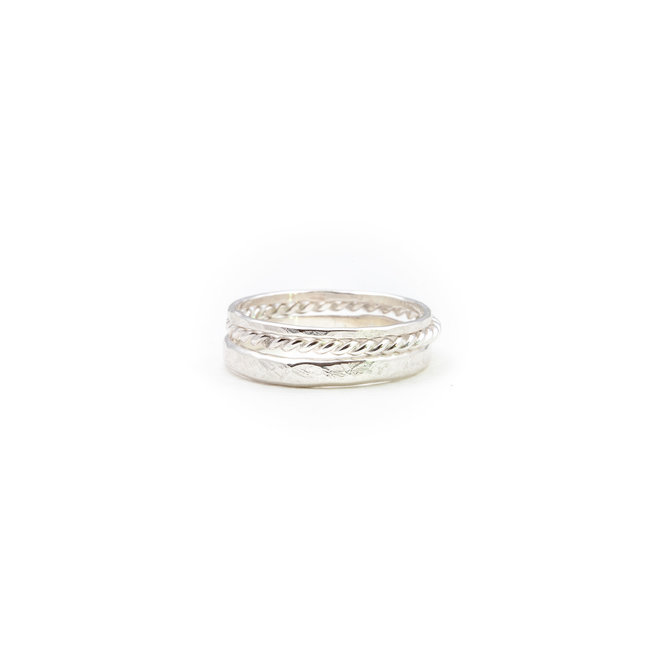 A Little Lem Olivia The Oblivious Triple Silver Ring