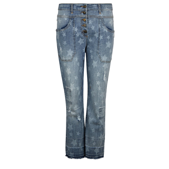 Isla Ibiza Dames Trousers Baggy Denim Blue