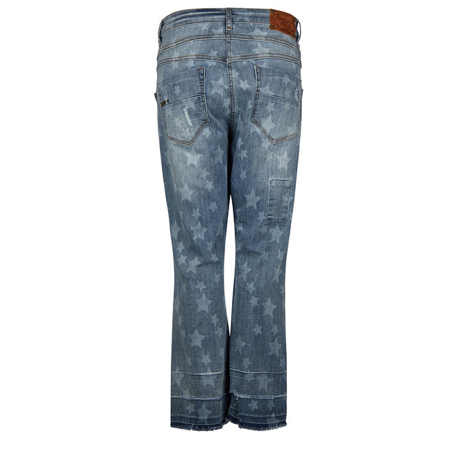 Isla Ibiza Dames Trousers Baggy Denim Blue