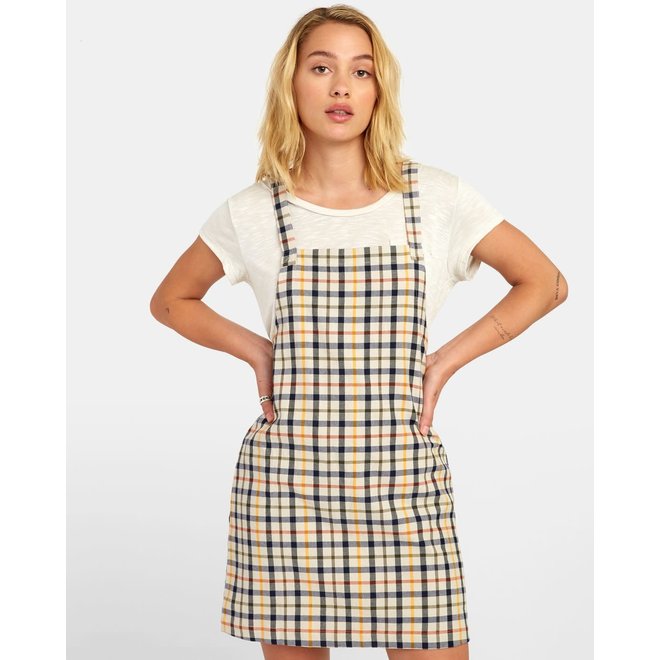 RVCA Dames Allen Plaid Dress Oatmeal