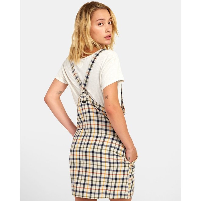 RVCA Dames Allen Plaid Dress Oatmeal