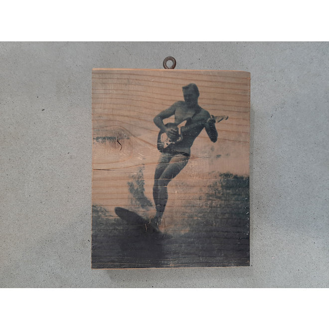 SurfArt Surfer With Guitar Woodblock