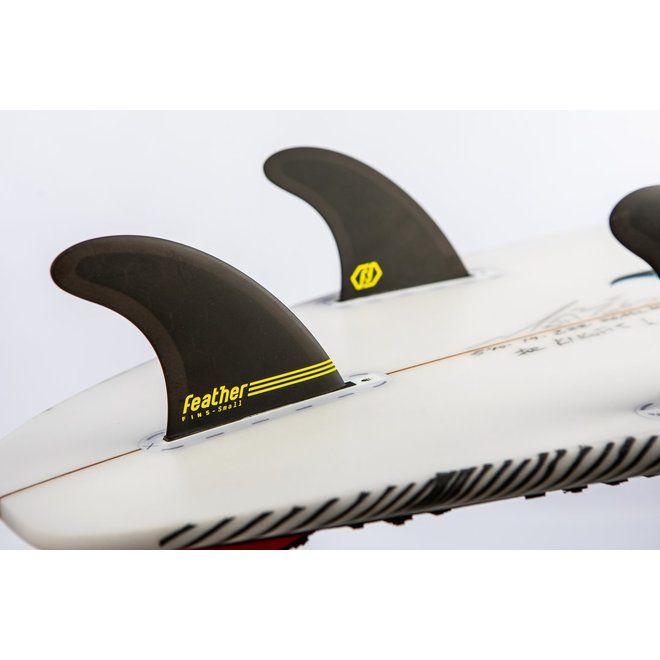 Feather Fins Dual Tab Ultralight Epoxy Thruster Fins Black/Yellow