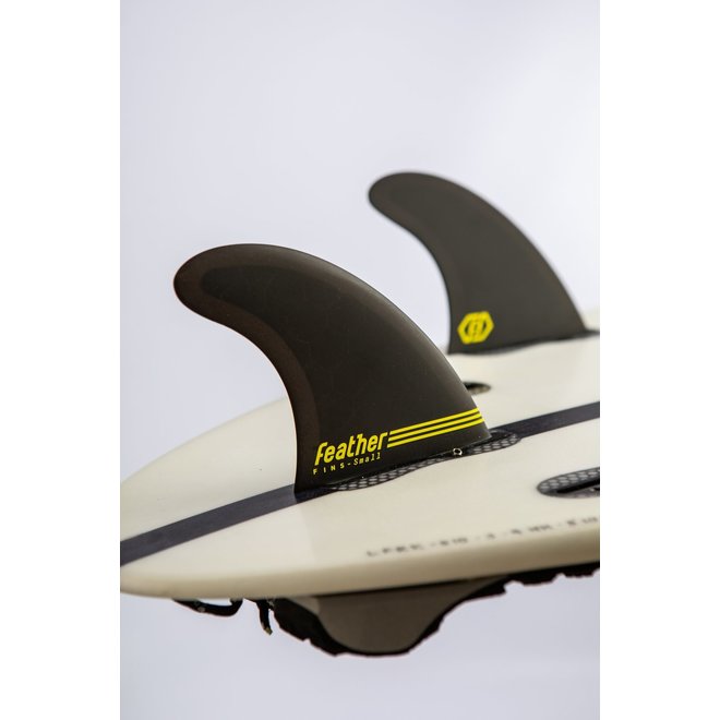 Feather Fins Click Tab Ultralight Epoxy Thruster Fins Black/Yellow