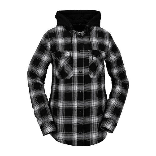 Volcom Dames Hooded Flannel Jacket Black