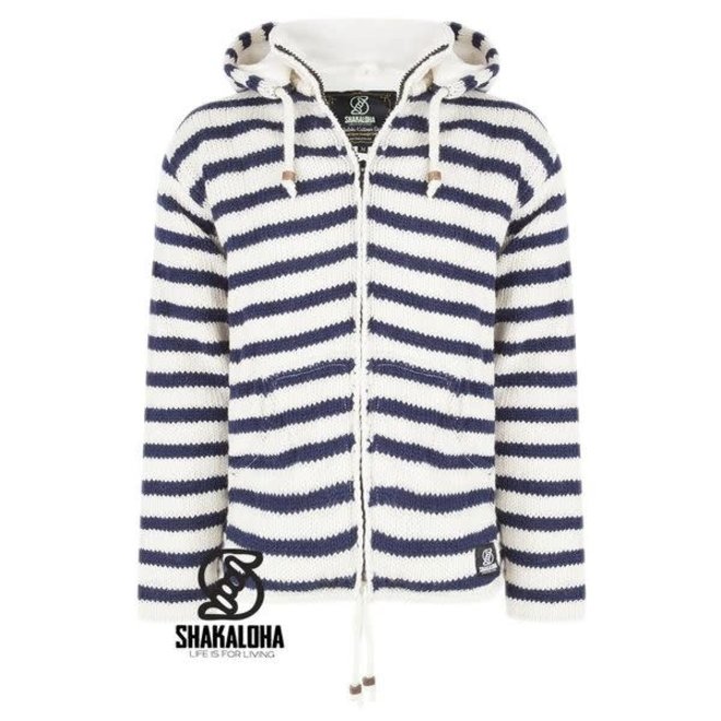 Shakaloha Split Zip Hoodie White Navy