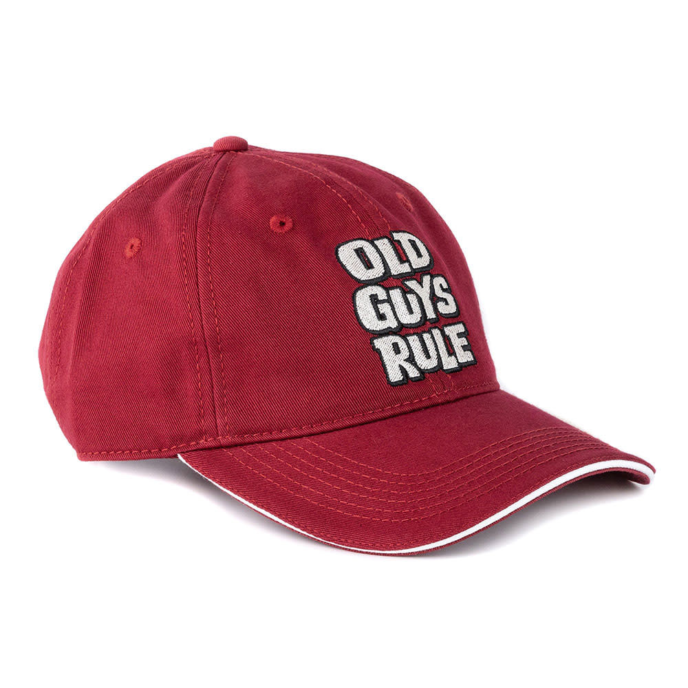 Old Guys Rule Stacked Logo Cap Cardinal Red available at Aloha. - Aloha surf
