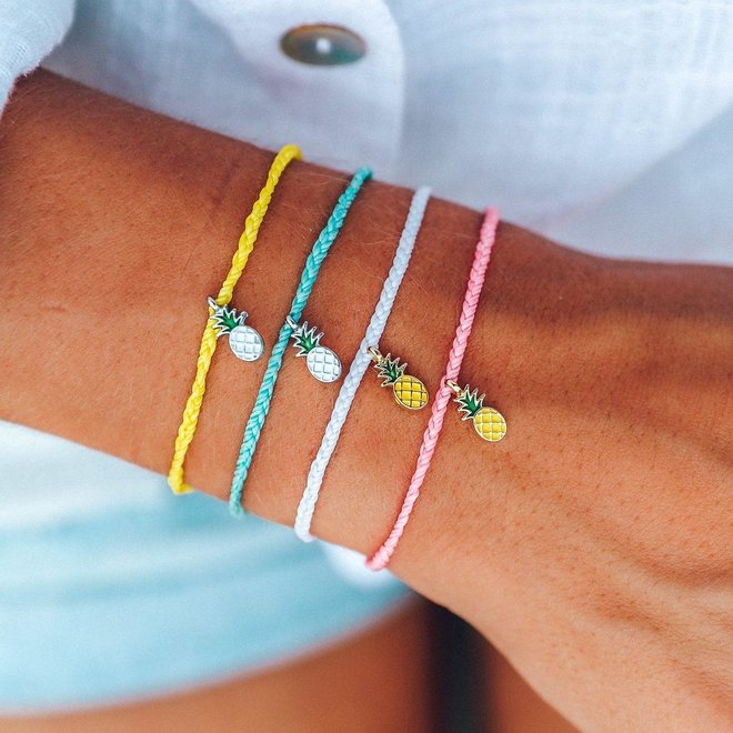 Pura Vida Enamel Pineapple Bracelet Gold