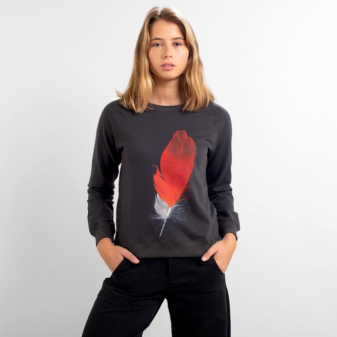 Dedicated Dames Ystad Raglan Sweatshirt Red Feather