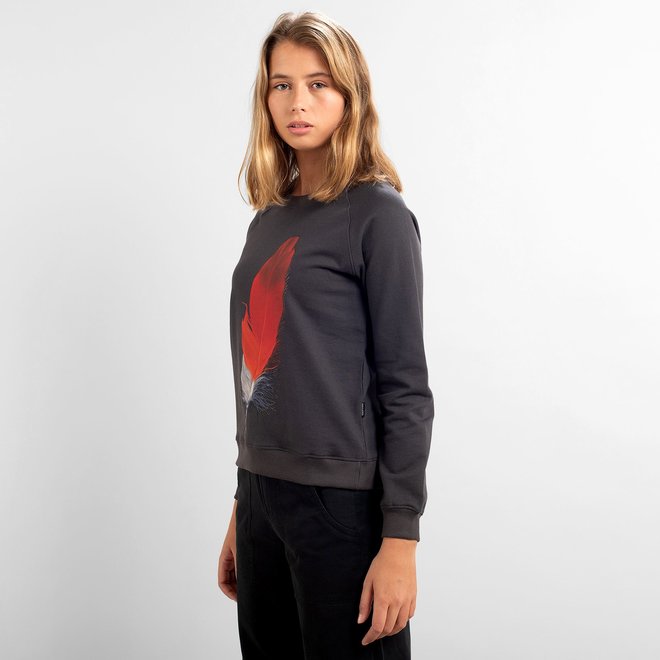 Dedicated Dames Ystad Raglan Sweatshirt Red Feather