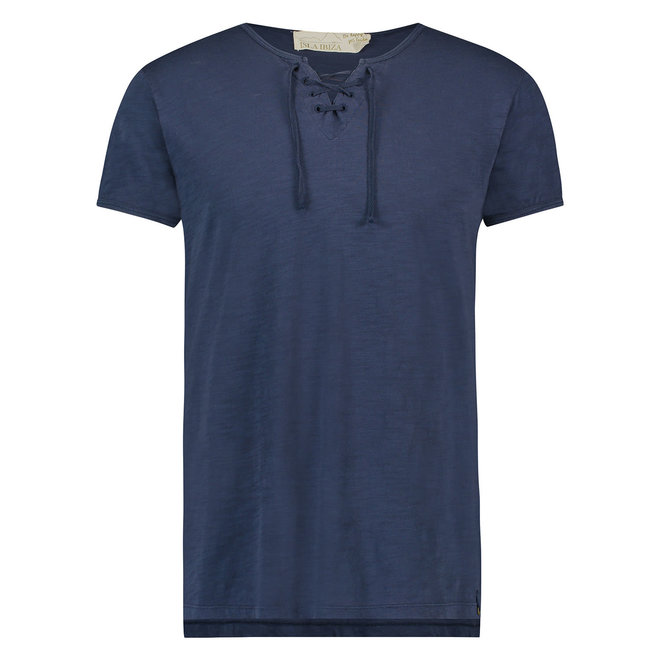 Isla Ibiza Heren Tee Laced Detail Indigo