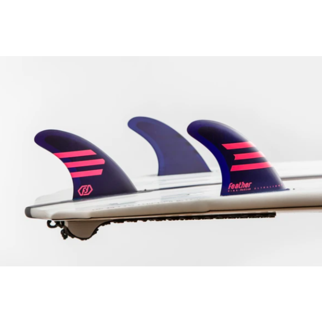 Feather Fins Single Tab Ultralight HC Thruster Fins Purple/Pink