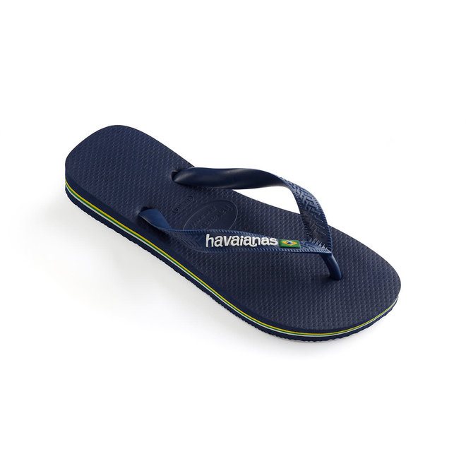 Havaianas Brasil Logo Navy Blue Slippers