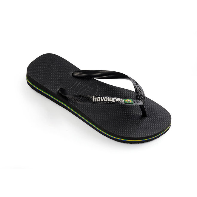 Havaianas Brasil Logo Black Black Slippers