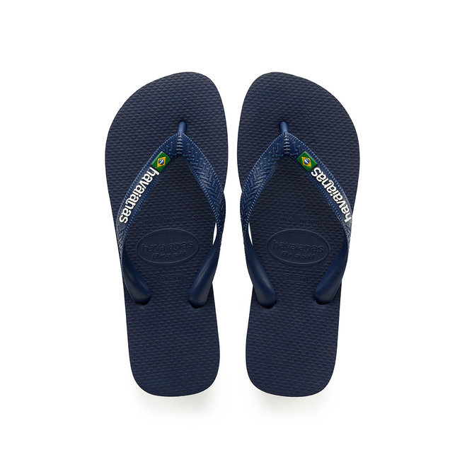 Havaianas Brasil Logo Navy Blue Slippers