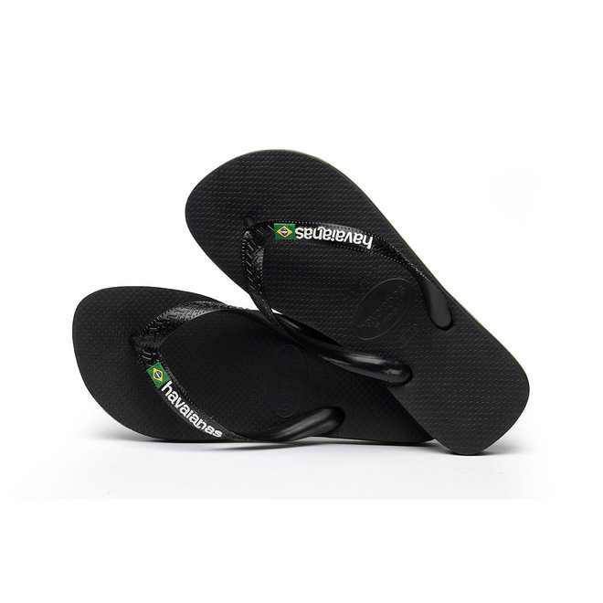 Havaianas Brasil Logo Black Black Slippers