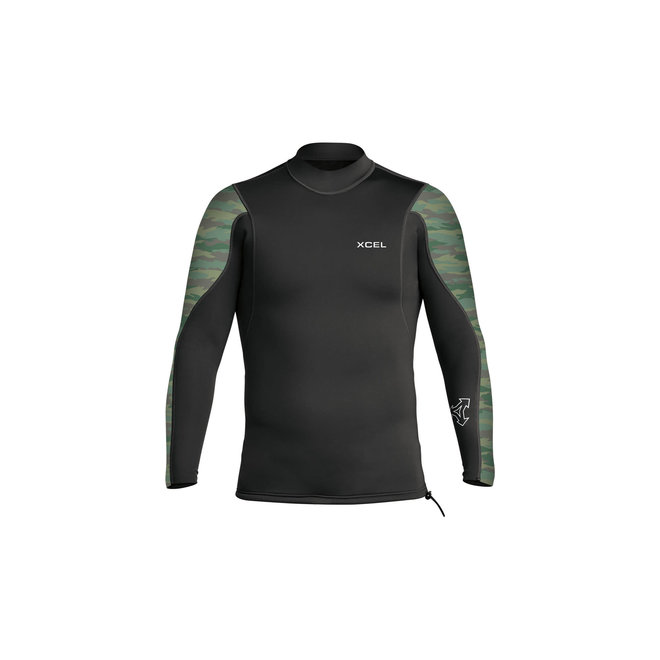 Xcel Axis Long Sleeve 2/1 mm Heren Neopreen Top Camo Black