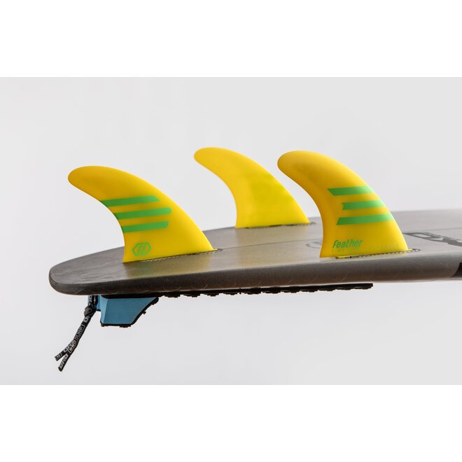 Feather Fins Single Tab Ultralight Epoxy HC Thruster Fins Yellow