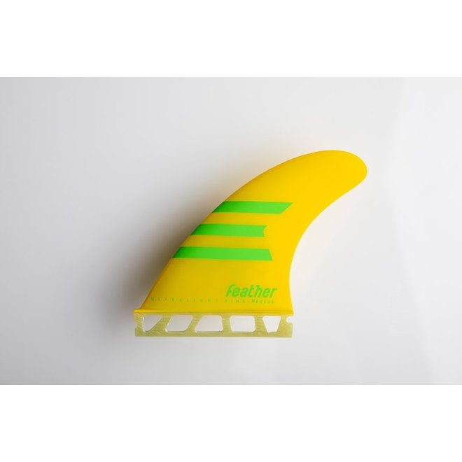 Feather Fins Single Tab Ultralight Epoxy HC Thruster Fins Yellow
