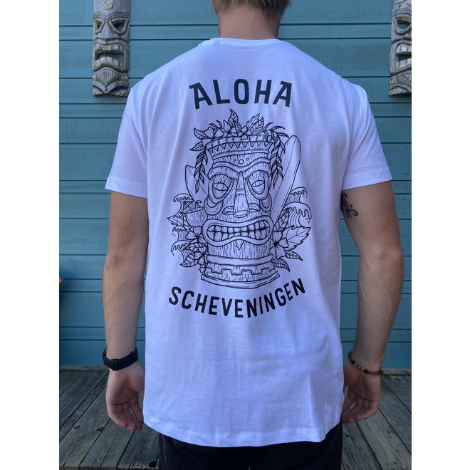 Aloha Unisex Tiki T-Shirt Wit