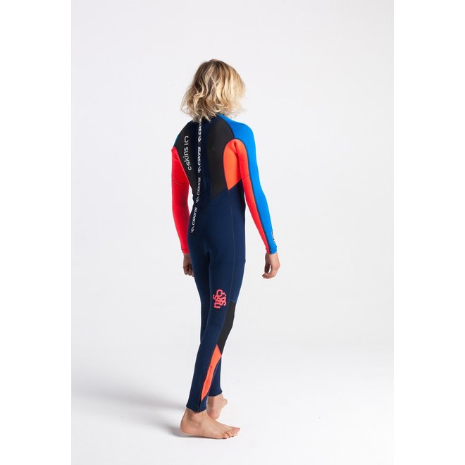 C-Skins Element 3/2 Tiny Tots Kids Wetsuit Navy/FloRed/Cyan