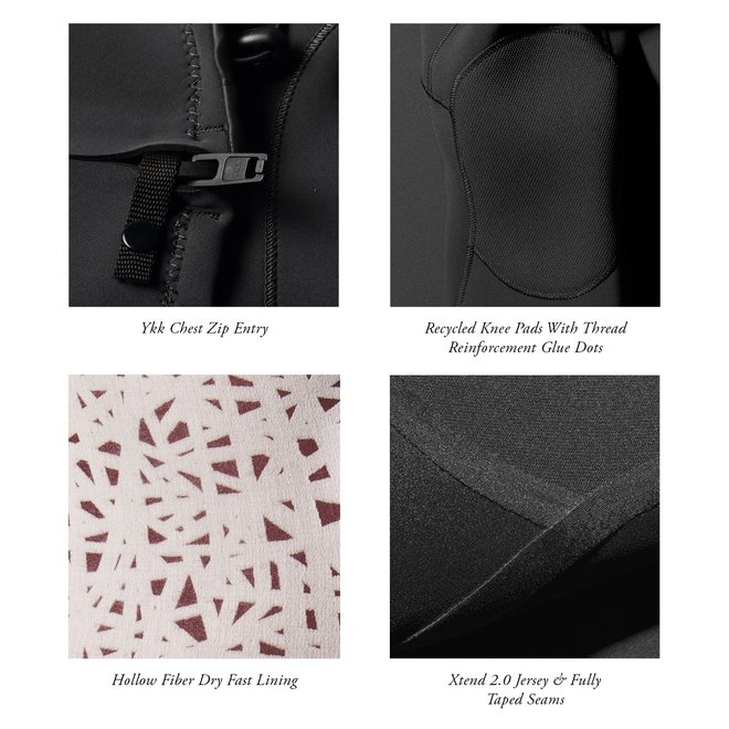 Vissla 7 Seas 5/4 Heren Hooded Wetsuit Black
