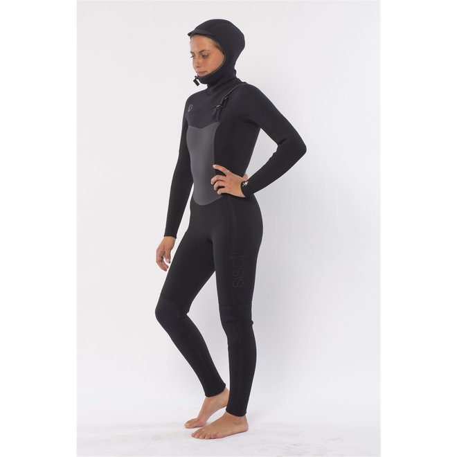 Sisstrevolution 7 Seas 5/4 Dames Wetsuit Hooded Black