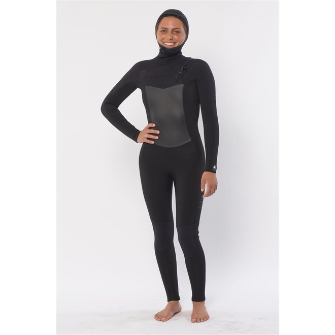 Sisstrevolution 7 Seas 5/4 Dames Wetsuit Hooded Black