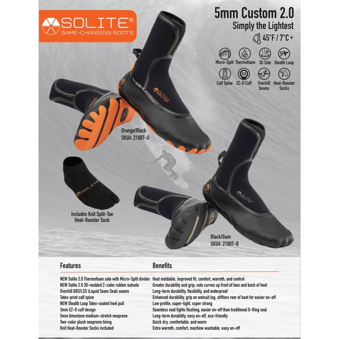 Solite 5mm Custom Pro 2.0 Round Toe Bootie Orange/Black