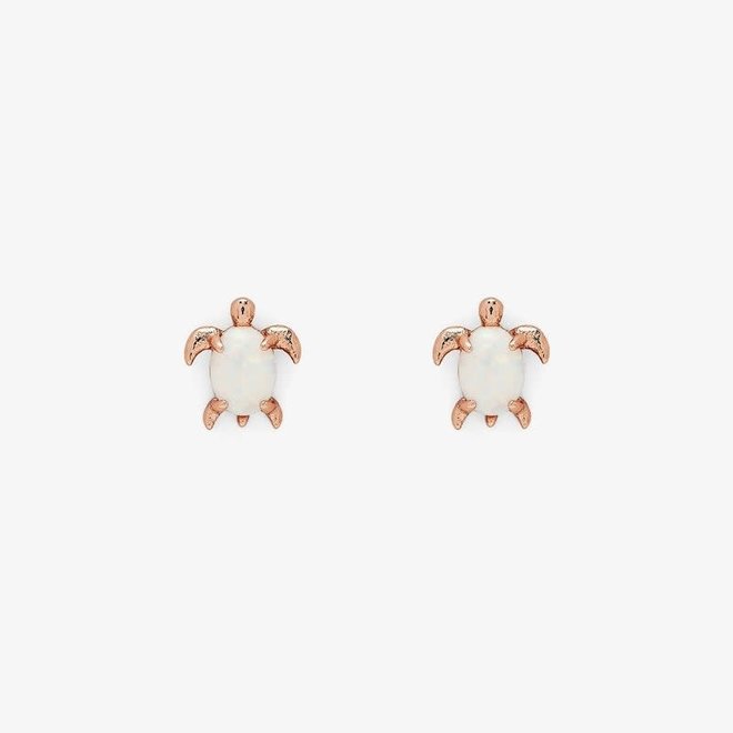 Pura Vida Opal Sea Turtle Stud Earrings Rose Gold