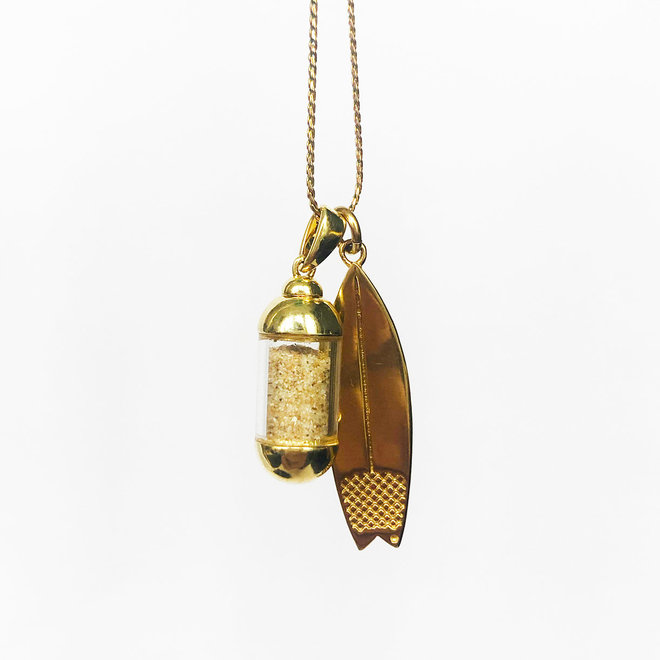 Laguna Treasures Beach Pendant Gold With Surfboard