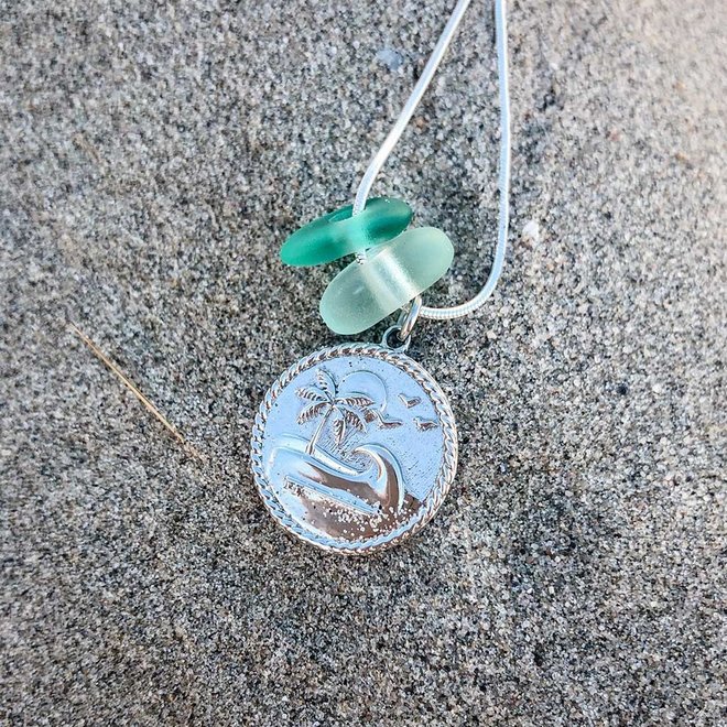 Laguna Treasures Sea glass Island Vibes Necklace Silver