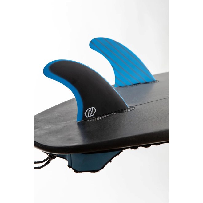 Feather Fins Fiberglass Click Tab Black Blue Thruster Set